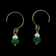 Load image into Gallery viewer, Emerald AAA Gemstone Earrings with 14K Yellow Gold Filled Findings| 3/4" Long |
