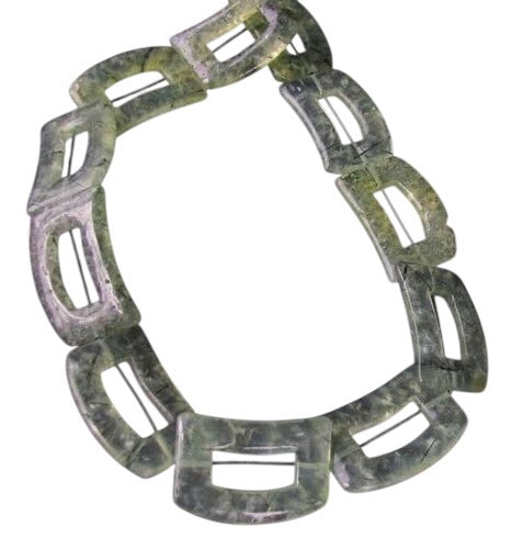 Picture Frame Green Prehnite Buckle Bead Strand 110461