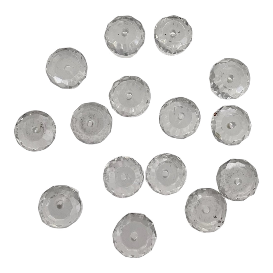 Quartz Clear Faceted Rock Crystal Rondelle Parcel | 8x5mm | Clear | 15 Beads|