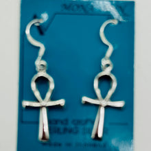 Load image into Gallery viewer, Ankh Sterling Silver Dangle Earrings | 1 1/2&quot; Long | Silver | Pair Earrings |

