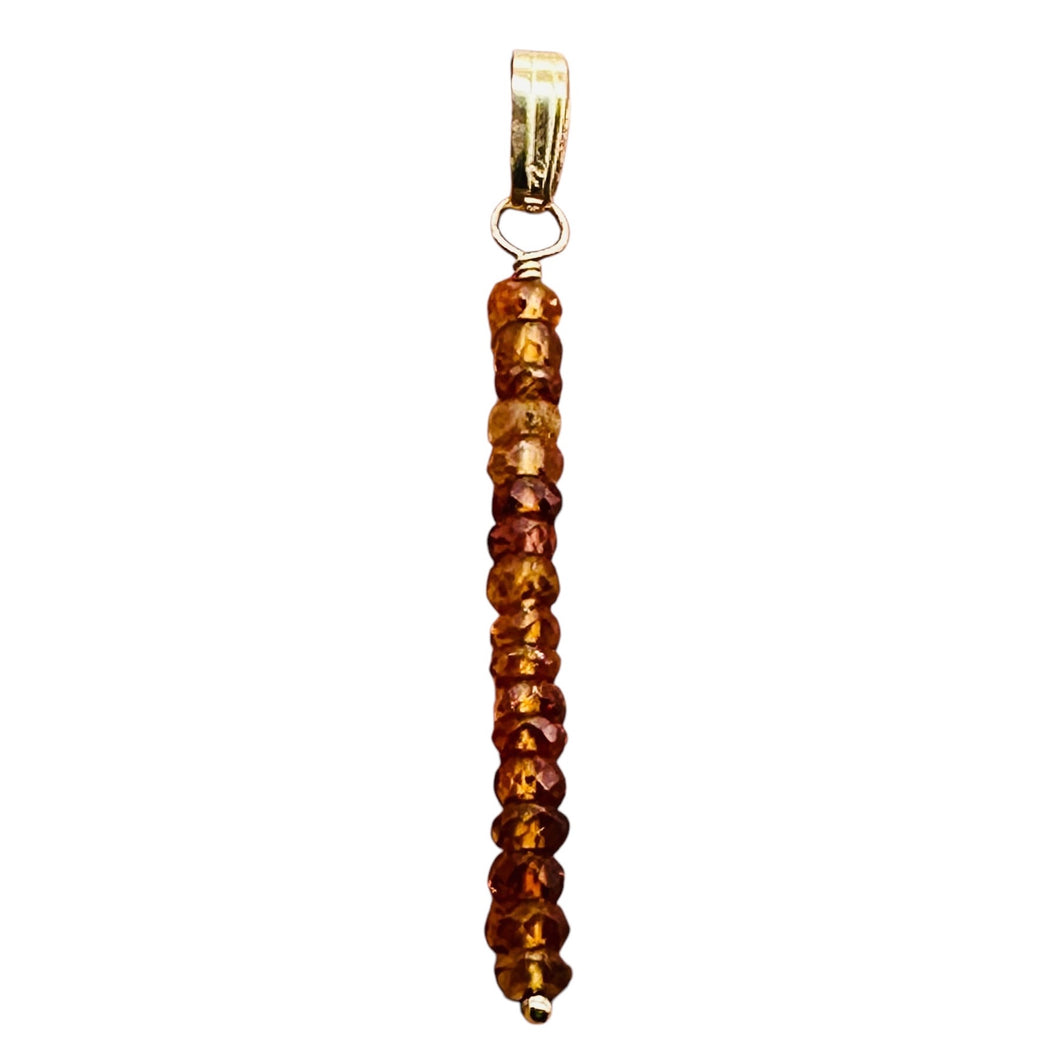 Sapphire Faceted Rondelle 14K Gold Filled Pendant | Pink, Orange | 1 1/2