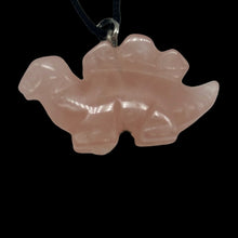 Load image into Gallery viewer, Rose Quartz Stegosaurus Dinosaur Pendant Necklace | 3/4&#39; Long | Pink |
