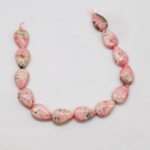 Sweet Pink Rhodochrosite (13 Beads) 15x10x5mm Teardrop Bead 8" Strand