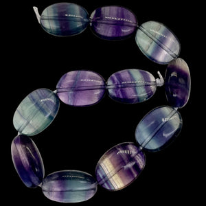 Natural AAA Fluorite 16" Strand | 18x13x9 | Oval | Purple Blue Green| 22 Beads |