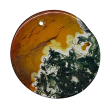 Load image into Gallery viewer, Limbcast Moss Agate Disc Pendant Bead | 34x2mm | Orange, White | 1 Bead |
