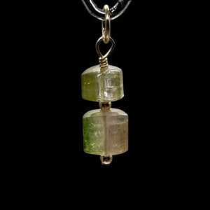 Natural Watermelon Tourmaline 14K Gold Filled Pendant | Green, Clear, Pale Pink|