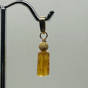 Topaz Precious Faceted Crystal Drop 14K Gold Filled Pendant | 1" Long | Orange |