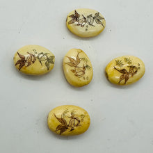 Load image into Gallery viewer, Flower Scrimshaw Oval Pendant Bead | 19x14x7mm | Red, Tan | 1 Bead |
