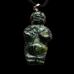 Kambaba Stone Goddess Pendant Necklace | 3/4' Long | Green, Black | 1 Pendant |