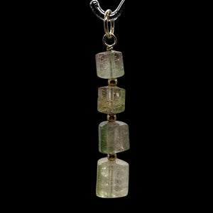 Natural Watermelon Tourmaline 14K Gold Filled Pendant | Pale Green, Clear, Pink|