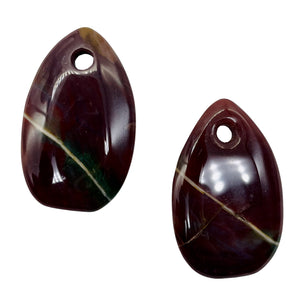 Hand Carved Bloodstone Agate Pendant Bead | 54x33x6mm| Green Red | Oval | 1 Bead