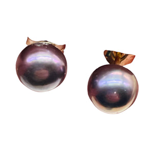Pearl 14K Gold Round Post Earrings| 6mm | Lavender | 1 Pair |