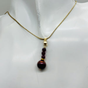 Purple Black Grape Freshwater Pearl 14K Gold Filled Pendant | 1" Long |