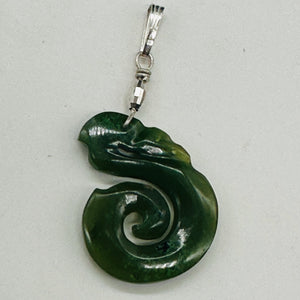 Jade Maori Manaia Sterling Silver Pendant | Green | 1 1/2" Long | 1 Pendant |