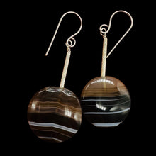 Load image into Gallery viewer, Fluorite Striped Dangle Sterling Earrings | 2" Long | Purple, Orange | 1 Pair |
