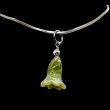 Load image into Gallery viewer, Jade Lily Flower Sterling Silver Pendant | Green | 1&quot; Long |
