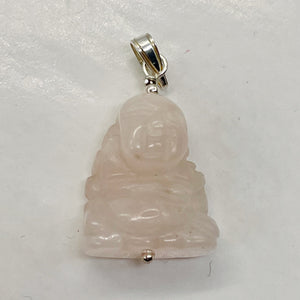 Rose Quartz Buddha Pendant Necklace|Semi Precious Stone Jewelry|Sterling Silver|