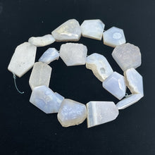 Load image into Gallery viewer, Drusy Blue Chalcedony 136g Quadrilateral Strand | 31x20 to 21x17mm| Blue, White|
