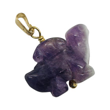 Load image into Gallery viewer, Dinosaur Carved Amethyst Stegosaurus 14Kgf Pendant | 1 inch long | Purple |
