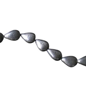 Designer Brushed Silver Teardrop Bead 8" Strand 110317