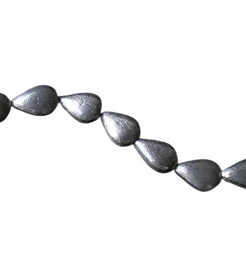 Designer Brushed Silver Teardrop Bead 8