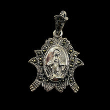 Load image into Gallery viewer, Marcasite Sterling Silver Virgin Mary Pendant | 1&quot; Long | 1 Pendant
