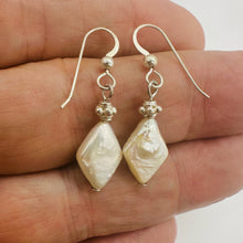 Load image into Gallery viewer, White Freshwater Pearl Dangle Earrings Sterling Silver 14x10mm 1.25 Inch
