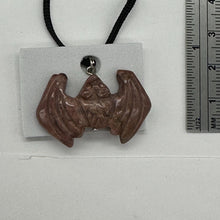 Load image into Gallery viewer, Rhodonite Hand Carved Stone Bat Pendant | 1&quot; Long | Pink | 1 Pendant Necklace |
