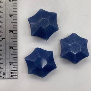 3 Carved Dumortierite 6-Point Star Beads 9245Du