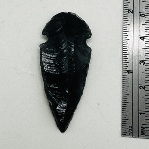 Obsidian Carved Arrowhead Pendant Bead | 1 3/4" Long | Black | 1 Bead |