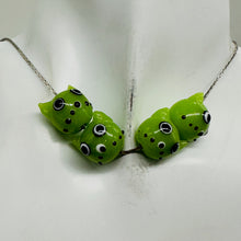 Load image into Gallery viewer, Kitty Cat Ceramic Round Beads | 15mm | Olive Green | 4 Beads |

