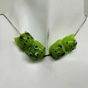 Kitty Cat Ceramic Round Beads | 15mm | Olive Green | 4 Beads |