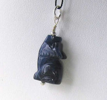 Load image into Gallery viewer, Sodalite Wolf Pendant Necklace | Semi Precious Stone Jewelry | Silver Pendant
