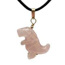 Load image into Gallery viewer, Rose Quartz Tyrannosaurus Rex Dinosaur Pendant Necklace|14k Gold Filled Jewelry
