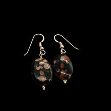 Load image into Gallery viewer, Natural Poppy Ocean Jasper Sterling Silver Earrings | Pink, Black | 1 1/4&quot; Long|

