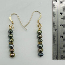 Load image into Gallery viewer, Coppery Rainbow Platinum Freshwater Pearl 14K Gold Filled Earrings 4mm 1.5"
