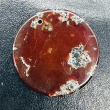 Load image into Gallery viewer, Limbcast Moss Agate Disc Pendant Bead | 33x2mm | Orange, White | 1 Bead |
