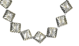 Diagonal-Swirl Sterling Silver Bali 9x6mm Bead Strand 4043