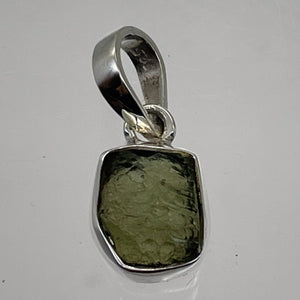 Moldavite 8.54ct Sterling Silver Oval Pendant | 3/4" Long | Green | 1 Pendant |