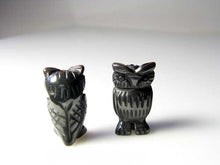 Load image into Gallery viewer, Wisdom Carved Obsidian Owl Animal Bead Figurine | 21x12x9mm | Black
