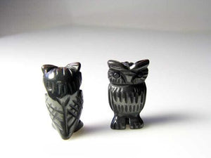 Wisdom Carved Obsidian Owl Animal Bead Figurine | 21x12x9mm | Black