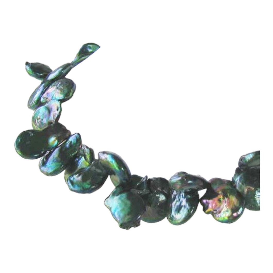 Dragon Green Freshwater Briolette Coin Pearl Strand 109937