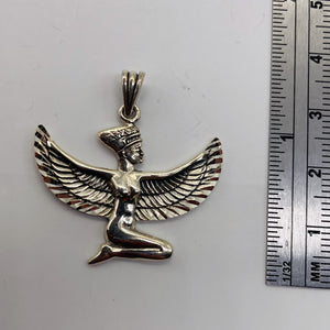 Winged Isis Sterling Silver Goddess Pendant Charm| 1 1/4" Long| Silver| 1 Charm|