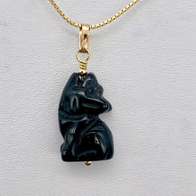 Load image into Gallery viewer, Obsidian Wolf Pendant Necklace | Semi Precious Stone Jewelry | 14k Pendant
