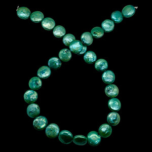 Minty Green 12 to 13mm Freshwater Coin Pearl Strand 109442