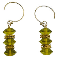 Load image into Gallery viewer, Natural Yellow Amber 3 Bead 14K Gold Filled Dangle Earrings 1 1/4" Long Handmade

