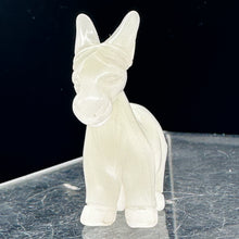 Load image into Gallery viewer, Hand Carved Donkey Burro Stone Animal Statue | 40x35x15mm | Clear, White
