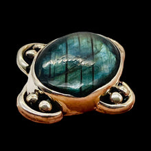 Load image into Gallery viewer, Labradorite Sterling Silver Oval Gemstone Ring | Size 5 | Blue Green | 1 Ring |
