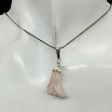 Load image into Gallery viewer, Lily! Hand Carved Rose Quartz Flower Solid Sterling Silver Pendant | 1&quot; Long |
