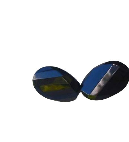 2 Faceted 30x20x8mm Jet Black Obsidian Pendant Bead 008680